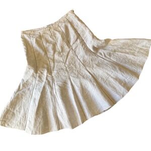 Katherine Barclay Womens Skirt Size 6 Beige Lined Side Zip 100% Linen